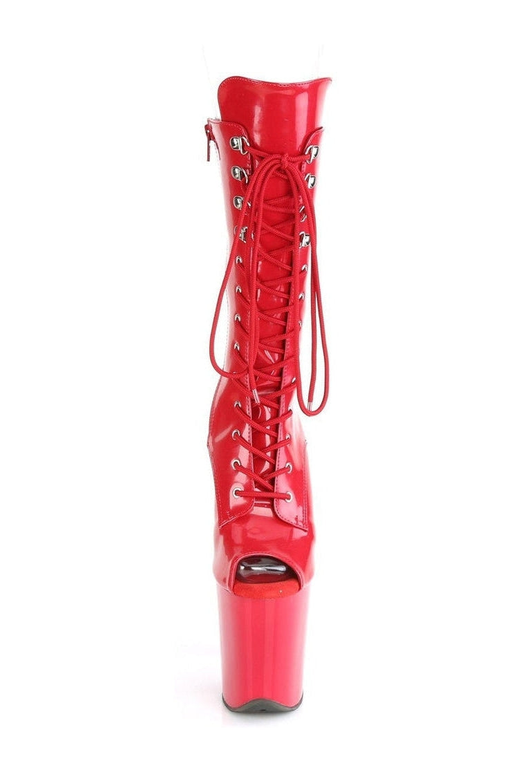 FLAMINGO-1051 Stripper Boot | Red Patent-Ankle Boots-Pleaser-SEXYSHOES.COM