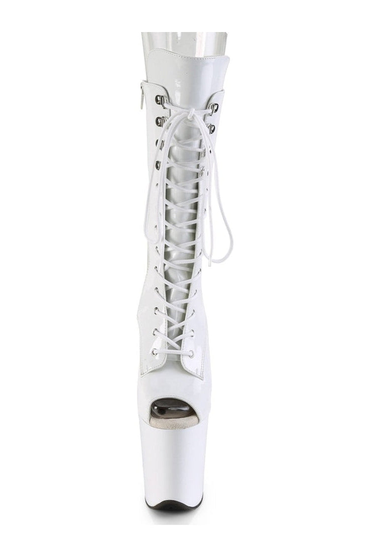FLAMINGO-1051 Stripper Boot | White Patent-Ankle Boots-Pleaser-SEXYSHOES.COM