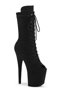 Pleaser FLAMINGO-1051FS Exotic Knee Boot in Black Faux Suede from SexyShoes.com
