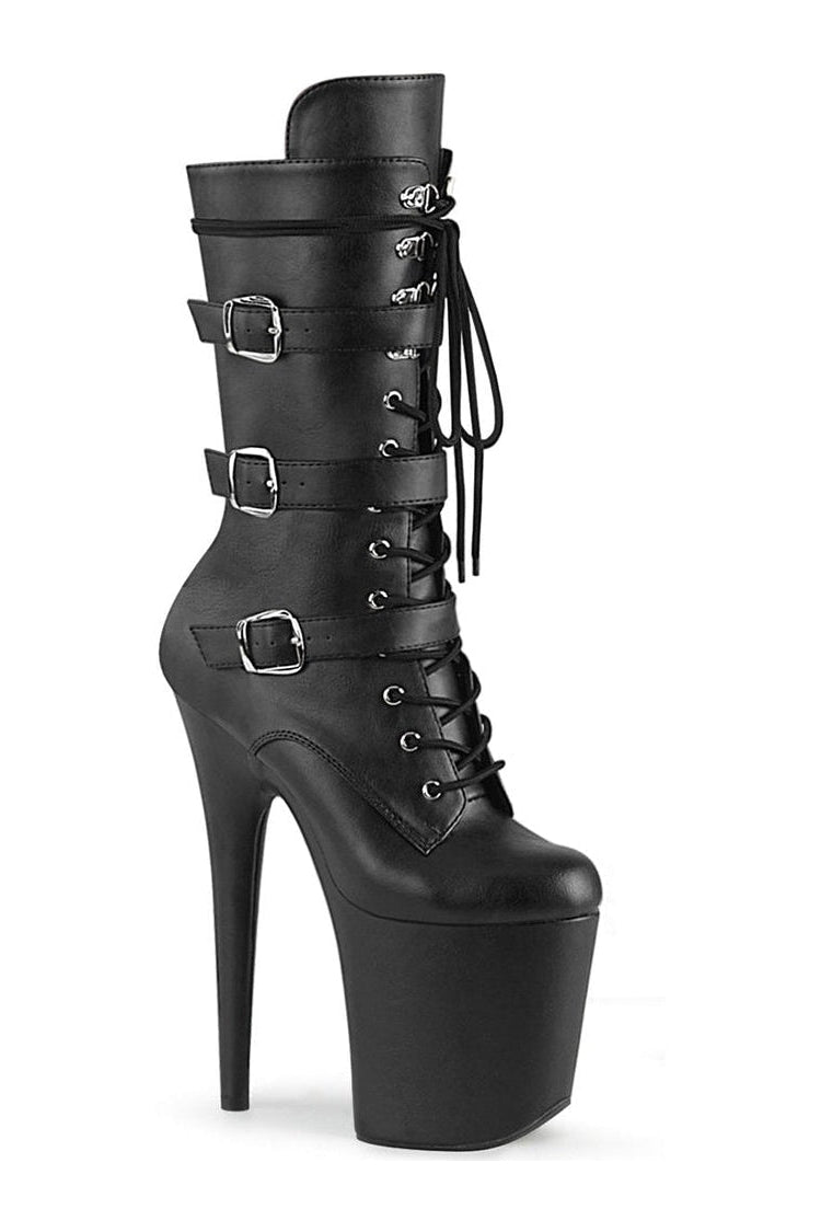 FLAMINGO-1053 Stripper Boot | Black Faux Leather-Knee Boots-Pleaser-Black-9-Faux Leather-SEXYSHOES.COM