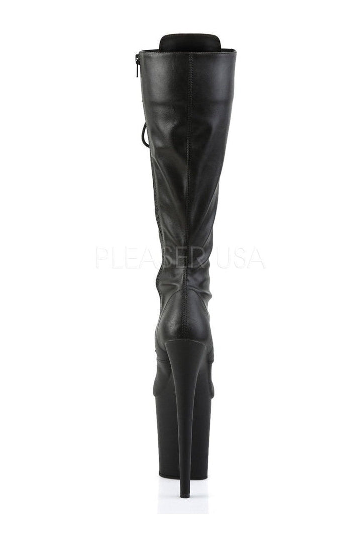 Pleaser FLAMINGO-2023 Platform Boot in Black Faux Leather