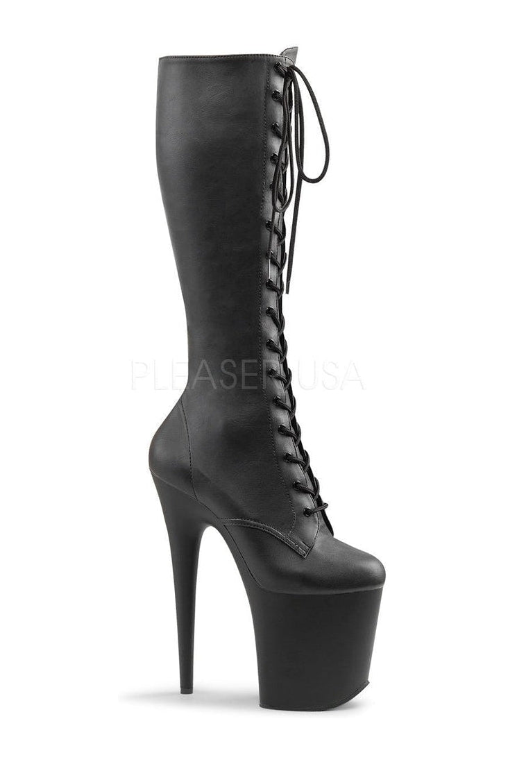 Pleaser Black Knee Boots Platform Stripper Shoes | Buy at Sexyshoes.com