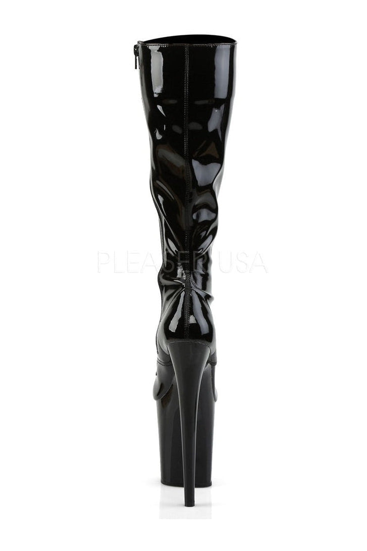 FLAMINGO-2023 Platform Boot | Black Patent-Pleaser-Knee Boots-SEXYSHOES.COM