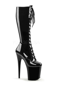 Pleaser FLAMINGO-2023 Platform Boot in Black Patent from SexyShoes.com