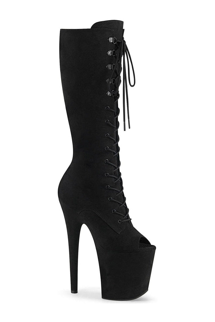 Pleaser FLAMINGO-2051FS Exotic Boot in Black Faux Suede from SexyShoes.com