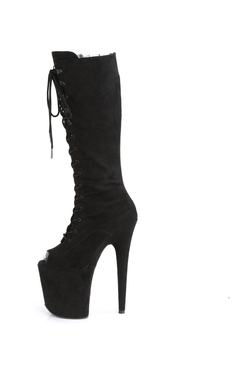 Pleaser FLAMINGO-2051FS Exotic Boot in Black Faux Suede