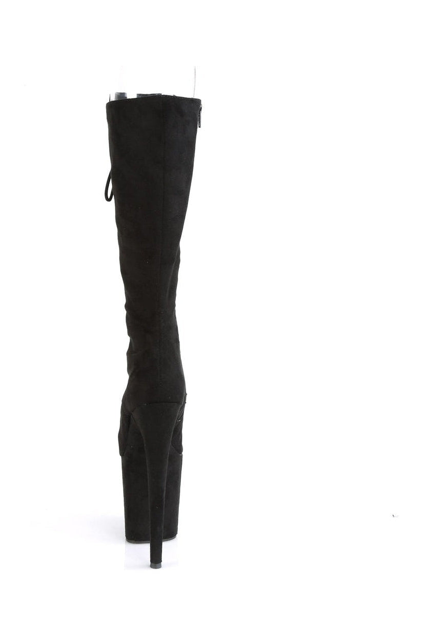 Pleaser FLAMINGO-2051FS Exotic Boot in Black Faux Suede