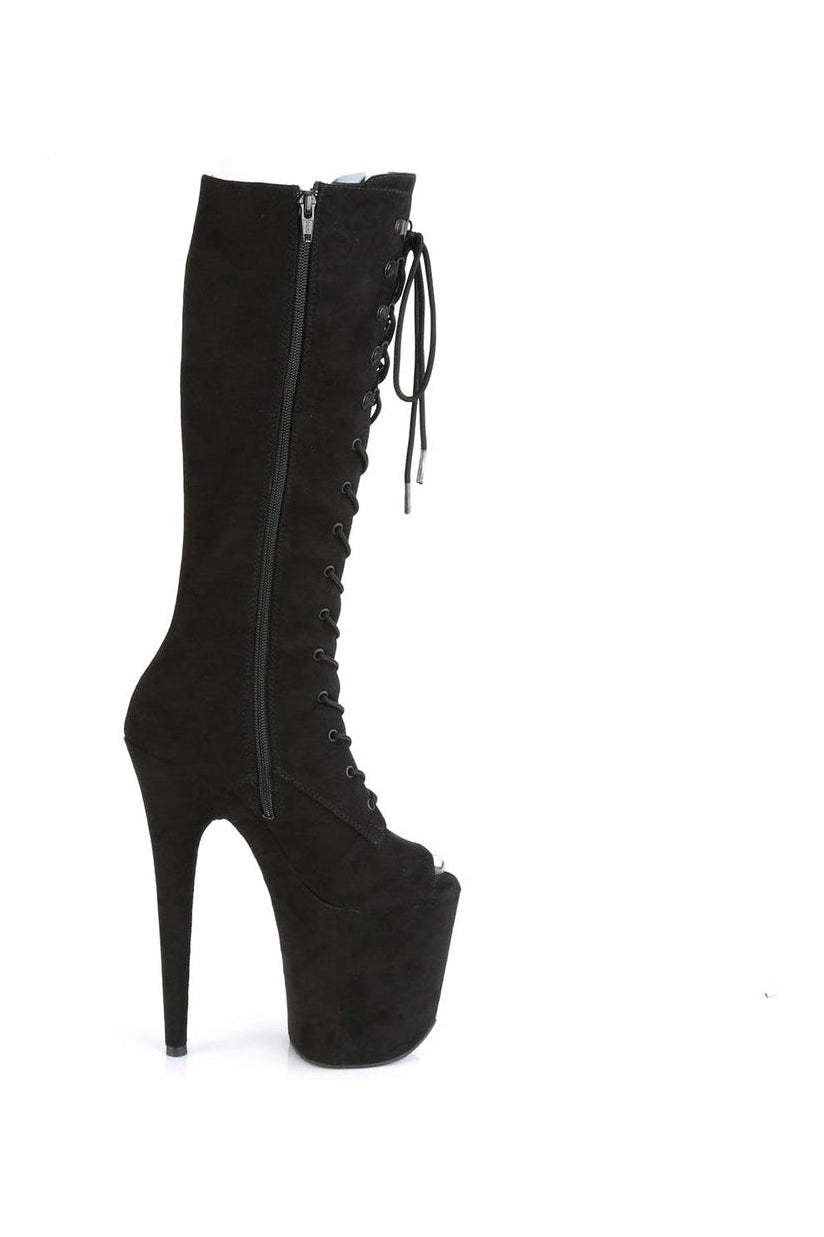 Pleaser FLAMINGO-2051FS Exotic Boot in Black Faux Suede