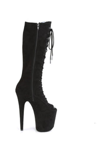 Pleaser FLAMINGO-2051FS Exotic Boot in Black Faux Suede