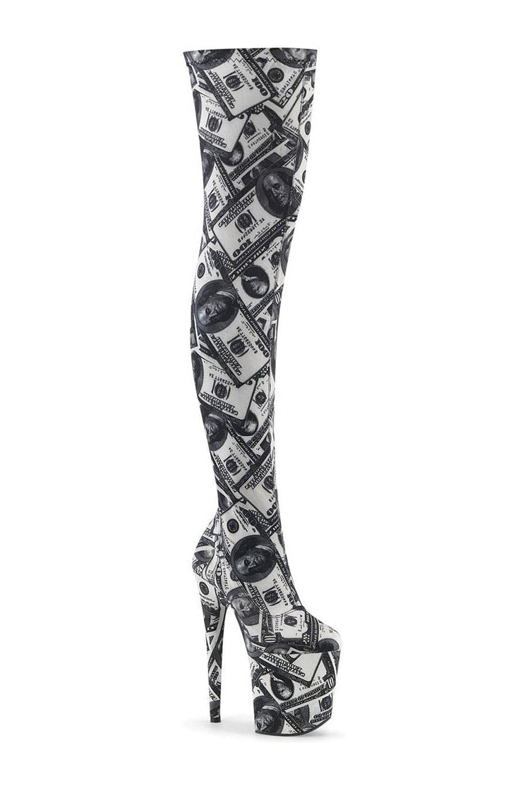 FLAMINGO-3000DP Stripper Boot | White Fabric-Thigh Boots-Pleaser-White-11-Fabric-SEXYSHOES.COM