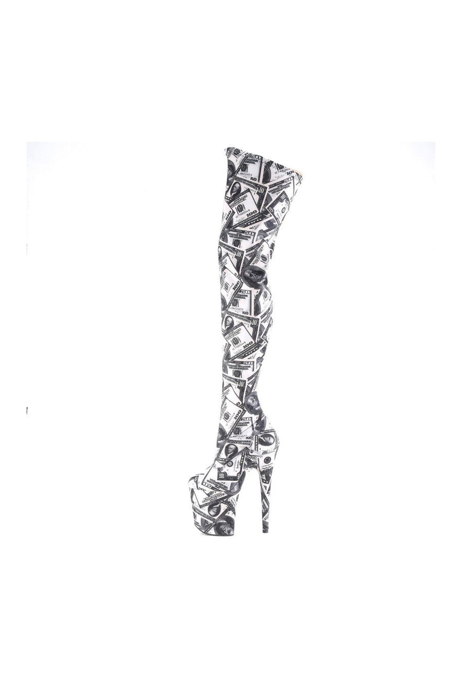 Pleaser FLAMINGO-3000DP Exotic Boot in White Fabric