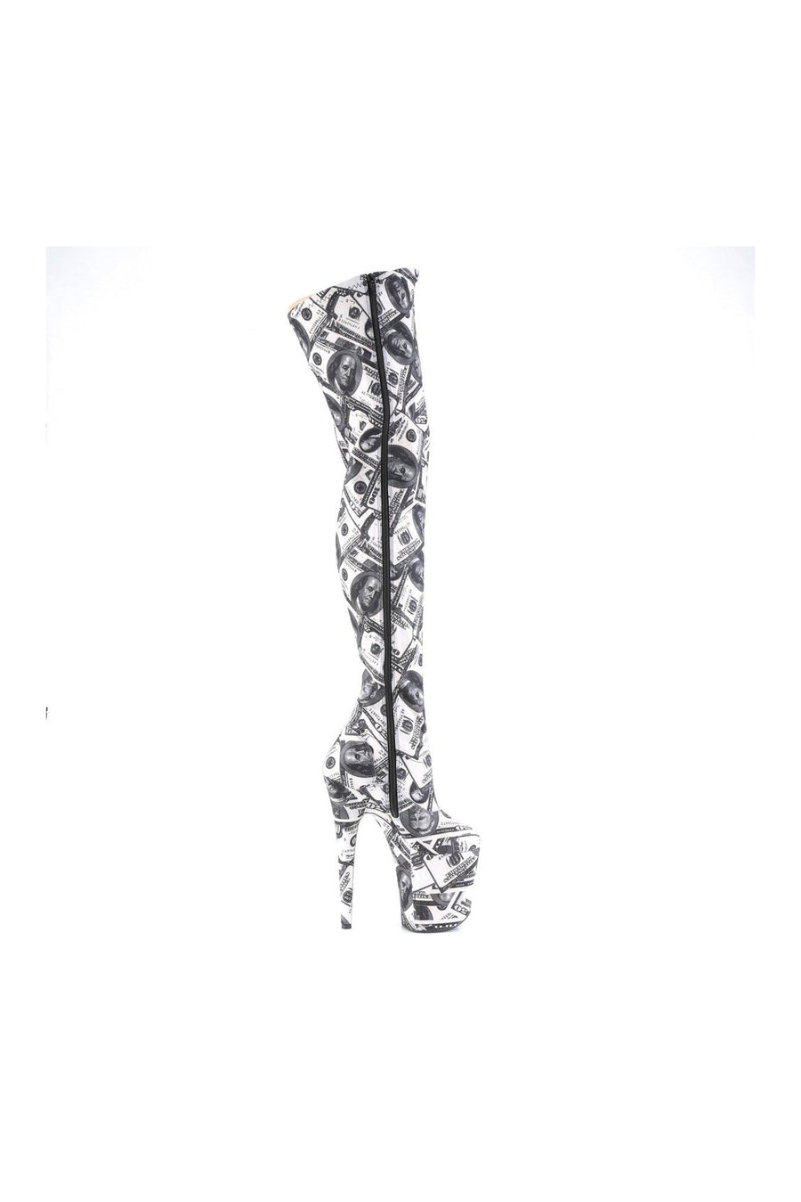 Pleaser FLAMINGO-3000DP Exotic Boot in White Fabric
