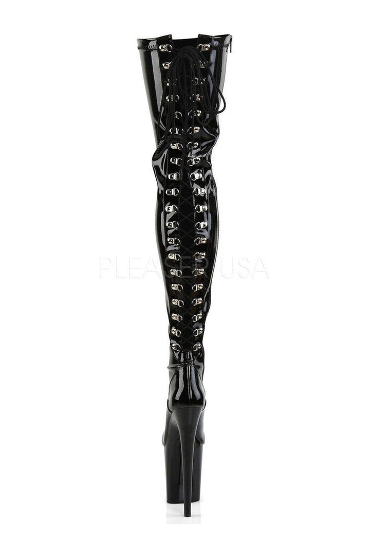 FLAMINGO-3063 Platform Boot | Black Patent-Pleaser-Thigh Boots-SEXYSHOES.COM