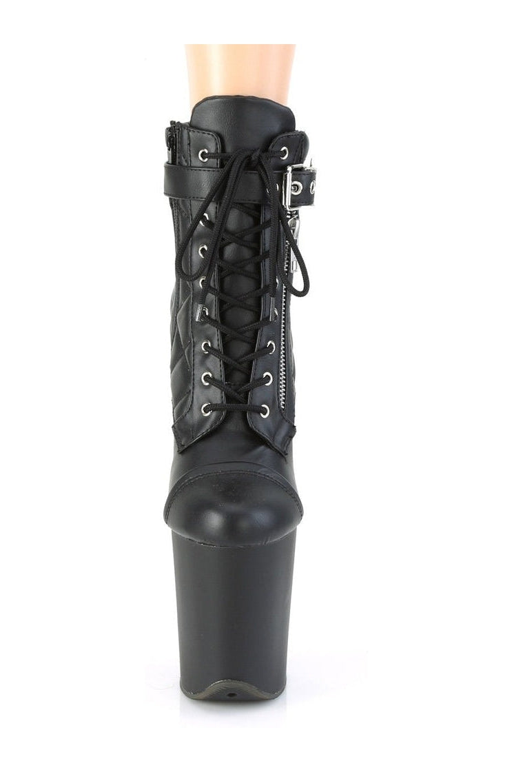 Pleaser FLAMINGO-800-05 Exotic Ankle Boot in Black Faux Leather