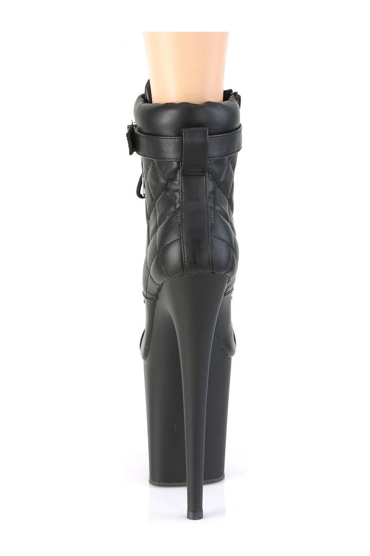 Pleaser FLAMINGO-800-05 Exotic Ankle Boot in Black Faux Leather