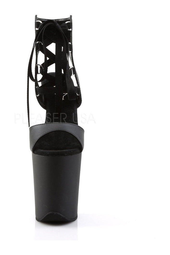 FLAMINGO-800-14 Platform Sandal | Black Faux Leather-Pleaser-Sandals-SEXYSHOES.COM
