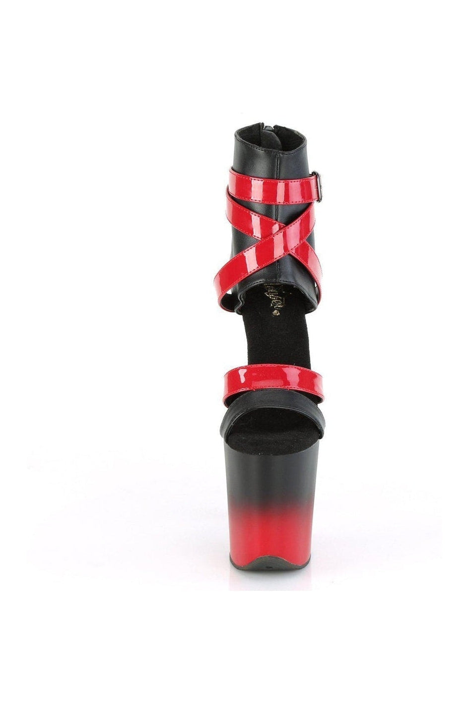 Pleaser FLAMINGO-800-15 Sandal in Black Faux Leather