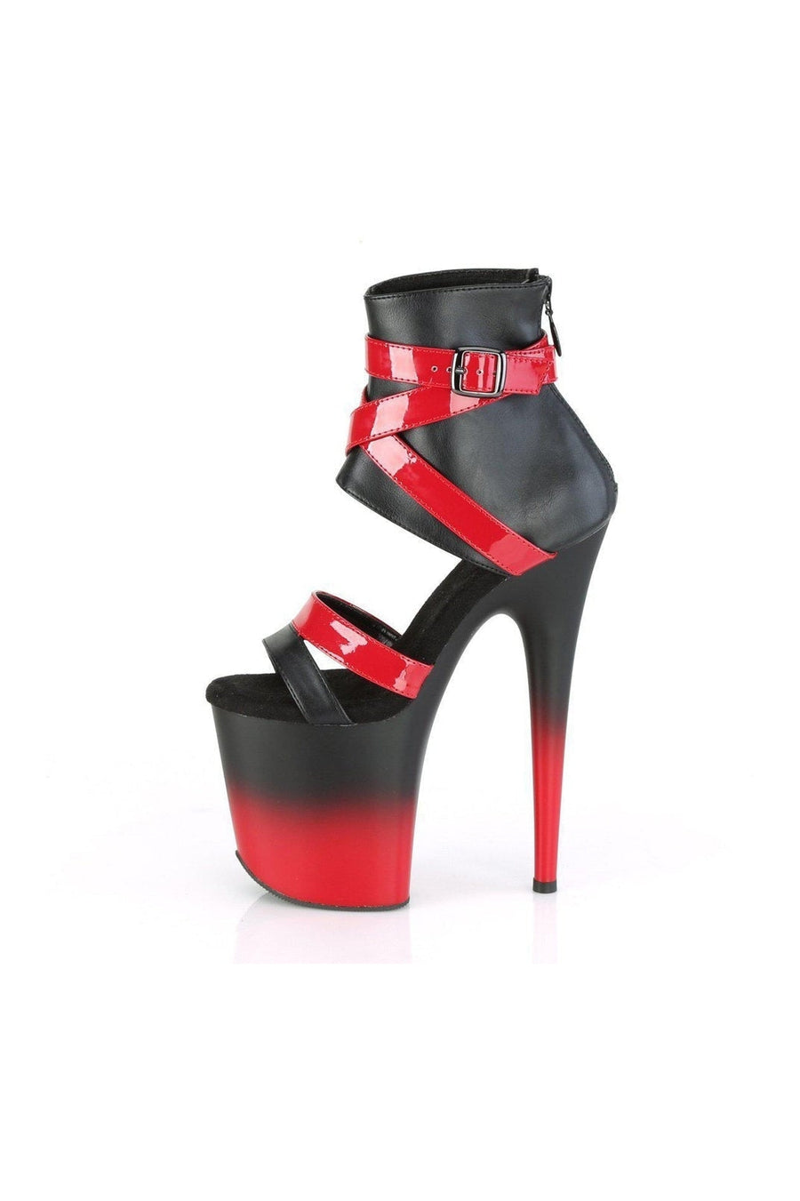 Pleaser FLAMINGO-800-15 Sandal in Black Faux Leather