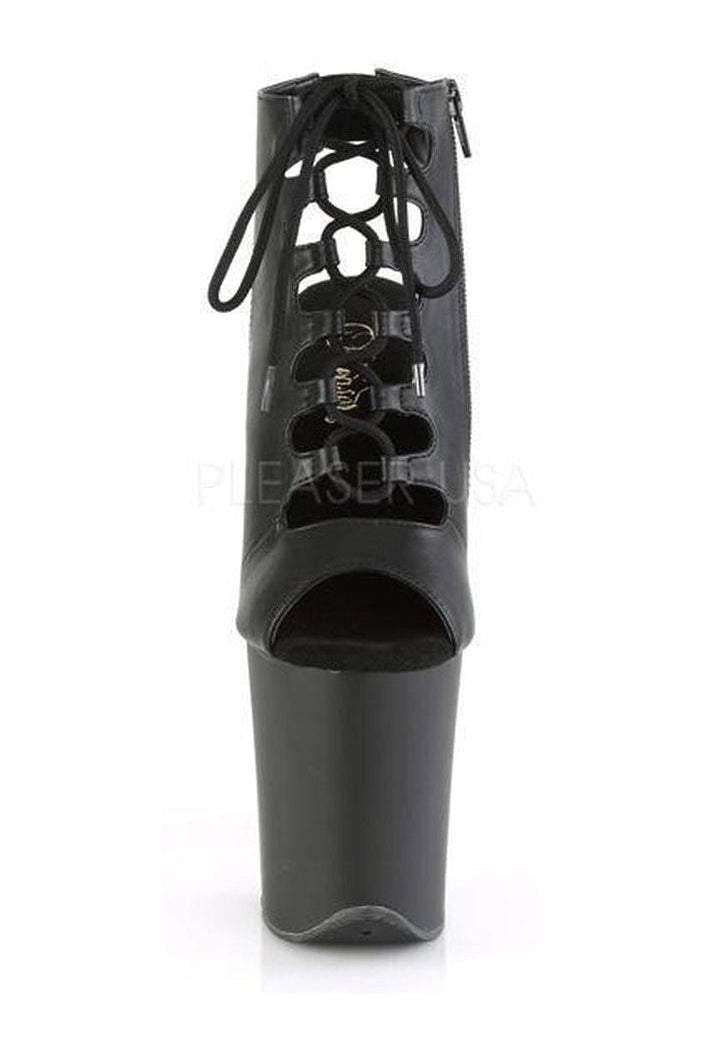 Pleaser FLAMINGO-800-20 Platform Ankle Boot in Black Faux Leather