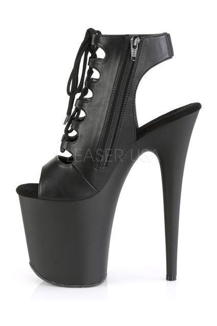 Pleaser FLAMINGO-800-20 Platform Ankle Boot in Black Faux Leather