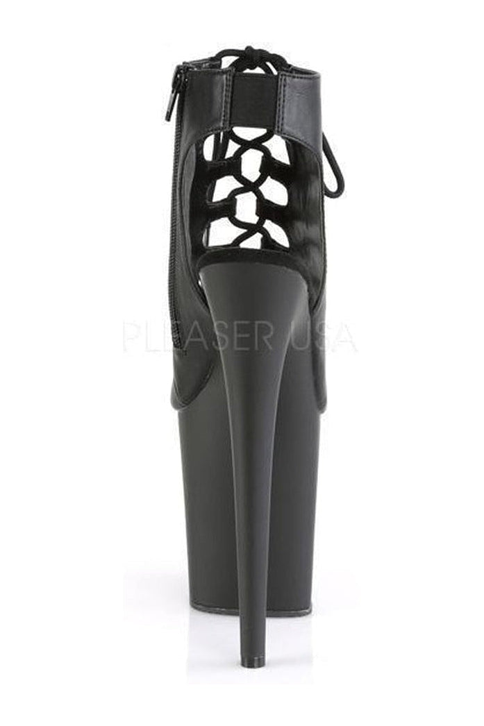 Pleaser FLAMINGO-800-20 Platform Ankle Boot in Black Faux Leather