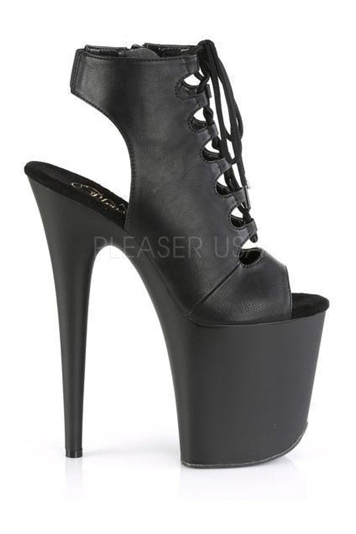 Pleaser FLAMINGO-800-20 Platform Ankle Boot in Black Faux Leather