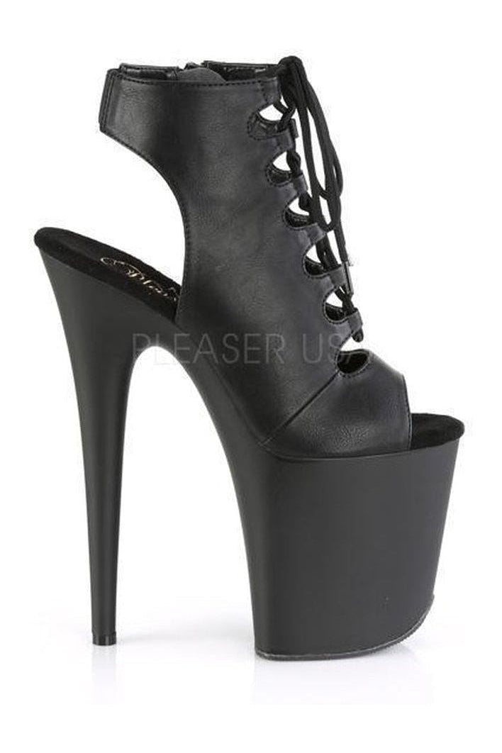 FLAMINGO-800-20 Platform Ankle Boot | Black Faux Leather-Pleaser-SEXYSHOES.COM