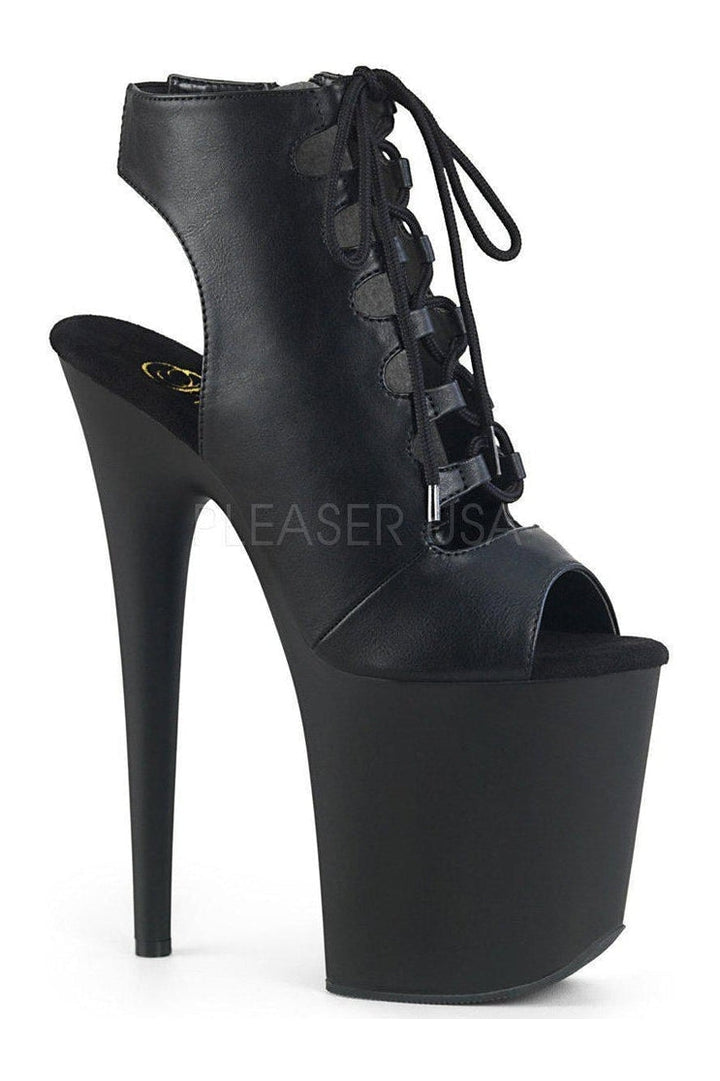 FLAMINGO-800-20 Platform Ankle Boot | Black Faux Leather-Pleaser-SEXYSHOES.COM
