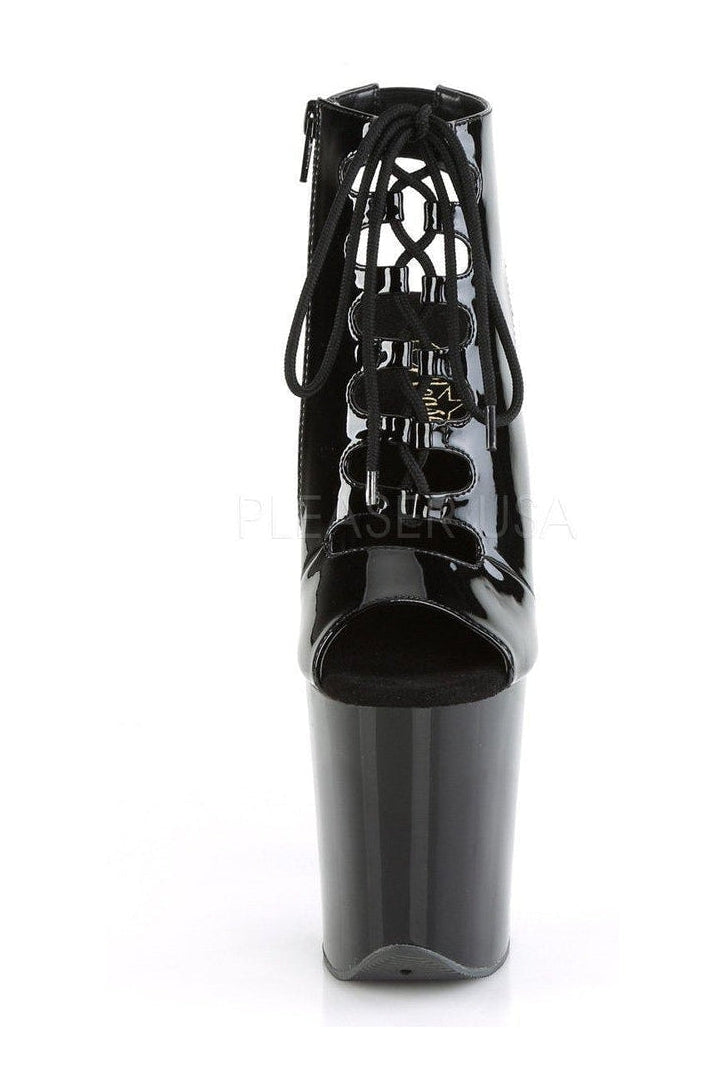 Pleaser FLAMINGO-800-20 Platform Ankle Boot in Black Patent