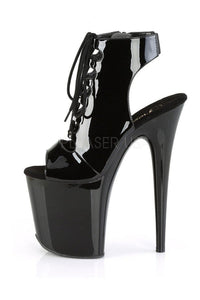 Pleaser FLAMINGO-800-20 Platform Ankle Boot in Black Patent