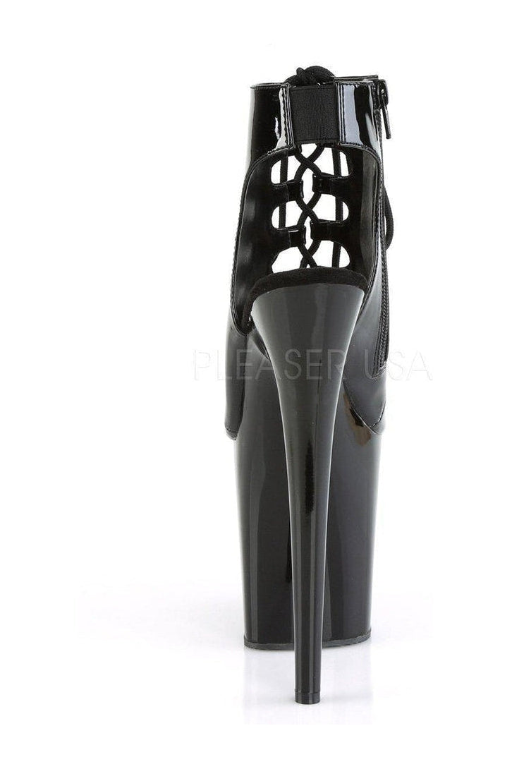 Pleaser FLAMINGO-800-20 Platform Ankle Boot in Black Patent