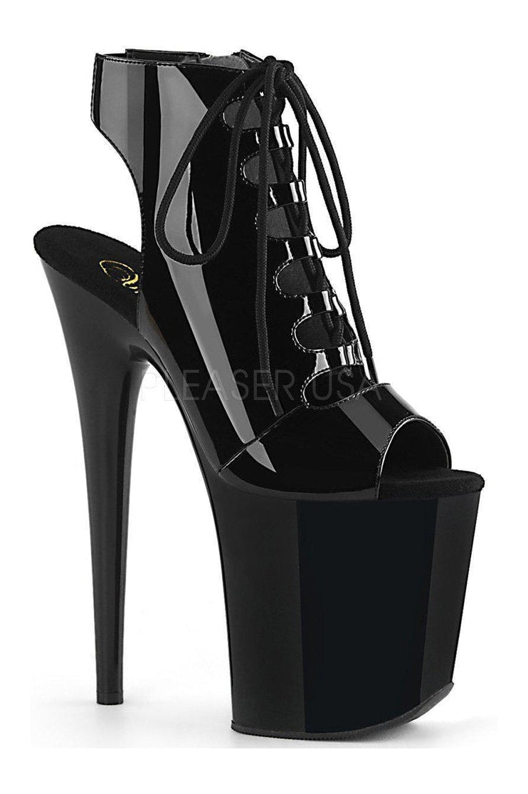 FLAMINGO-800-20 Platform Ankle Boot | Black Patent-Pleaser-SEXYSHOES.COM