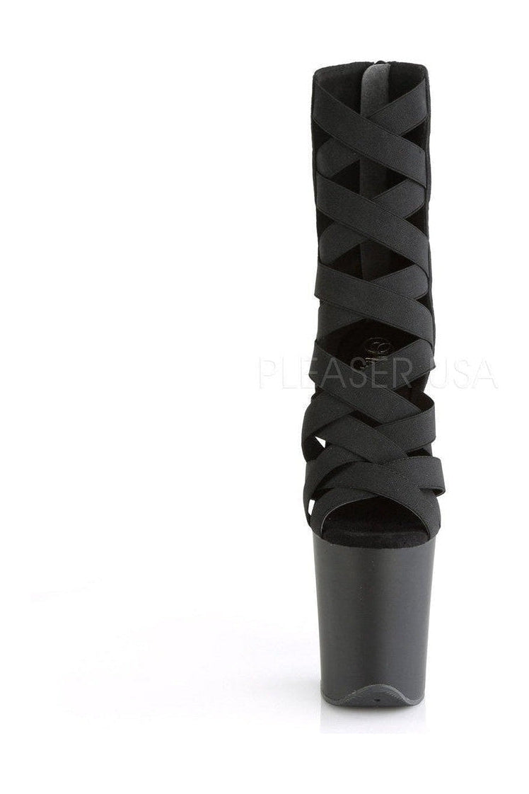 Pleaser FLAMINGO-800-24 Platform Sandal in Black Lycra