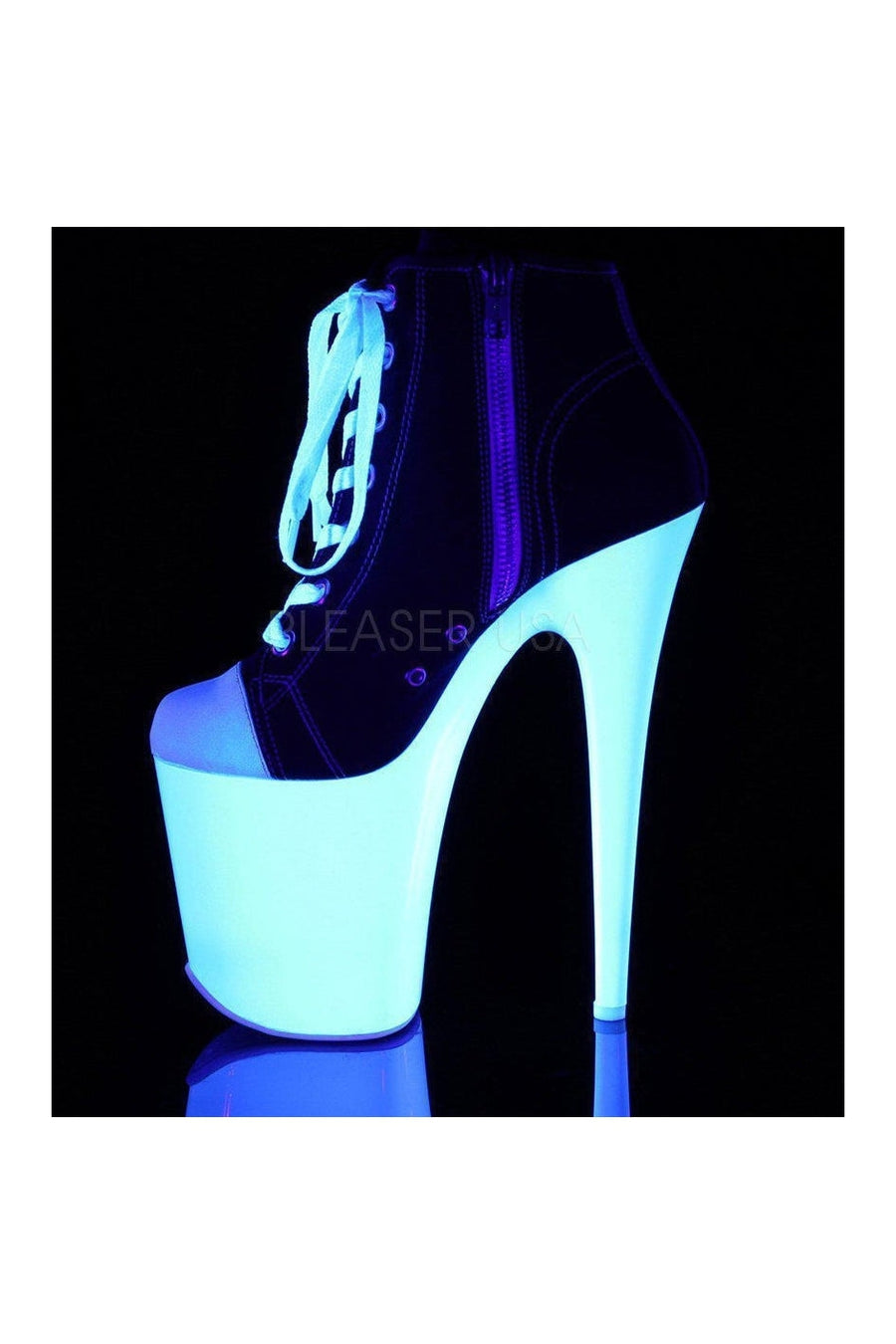 Pleaser FLAMINGO-800SK-02 Platform Pump in Black Canvas