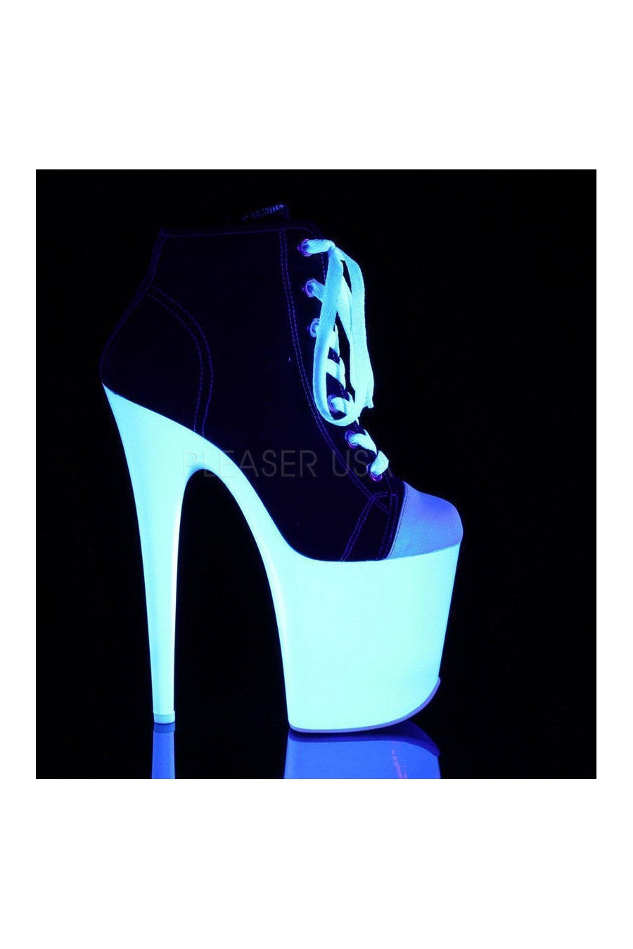 Pleaser FLAMINGO-800SK-02 Platform Pump in Black Canvas