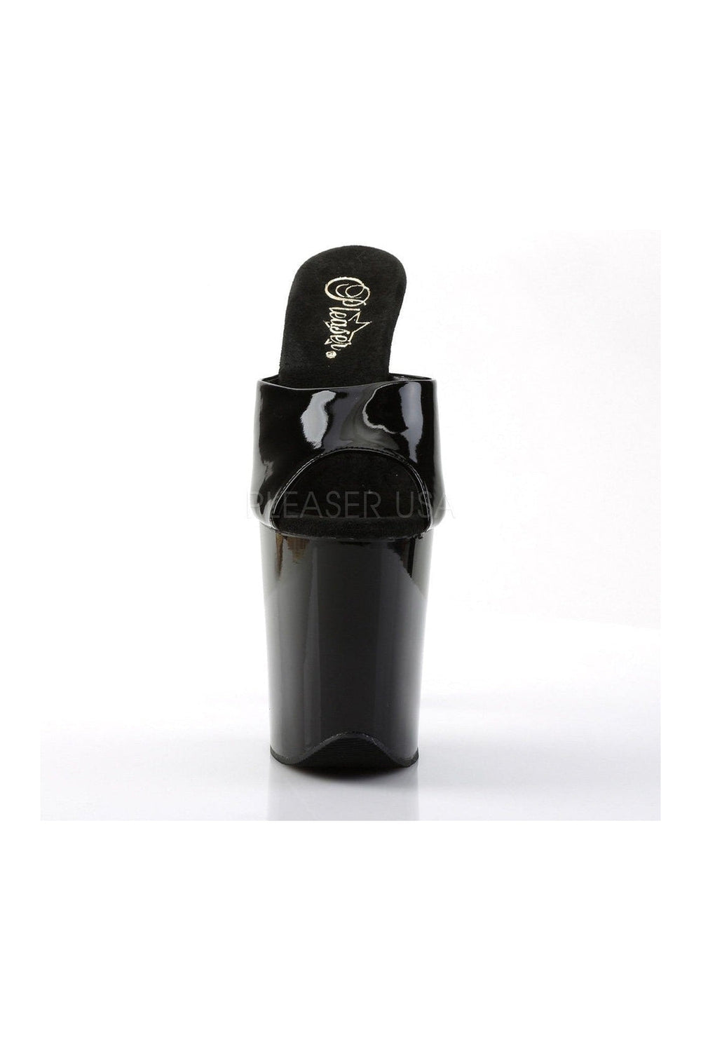 Pleaser FLAMINGO-801 Platform Slide in Black Patent