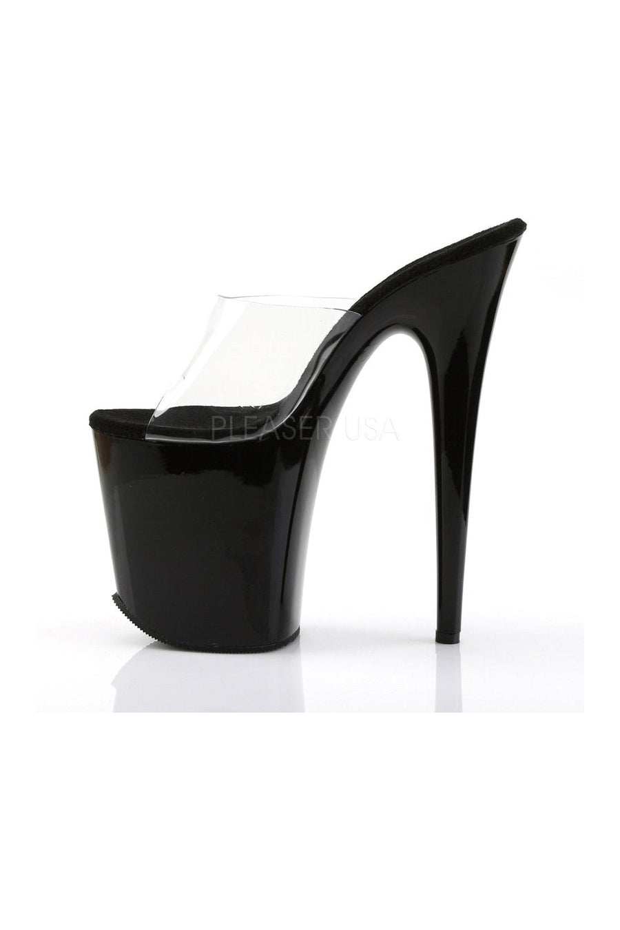 Pleaser FLAMINGO-801 Platform Slide in Black Vinyl