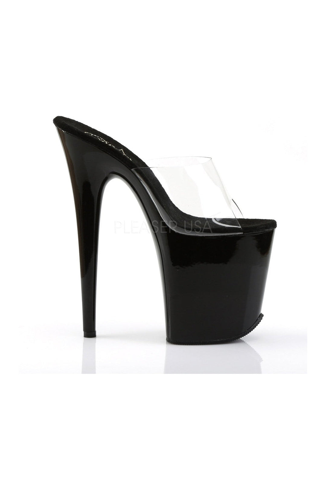 Pleaser FLAMINGO-801 Platform Slide in Black Vinyl