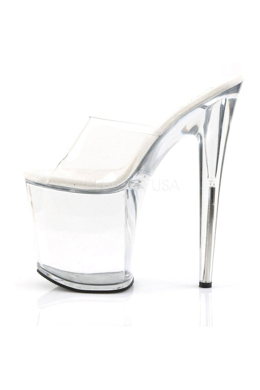 Pleaser FLAMINGO-801 Platform Slide in Clear Vinyl