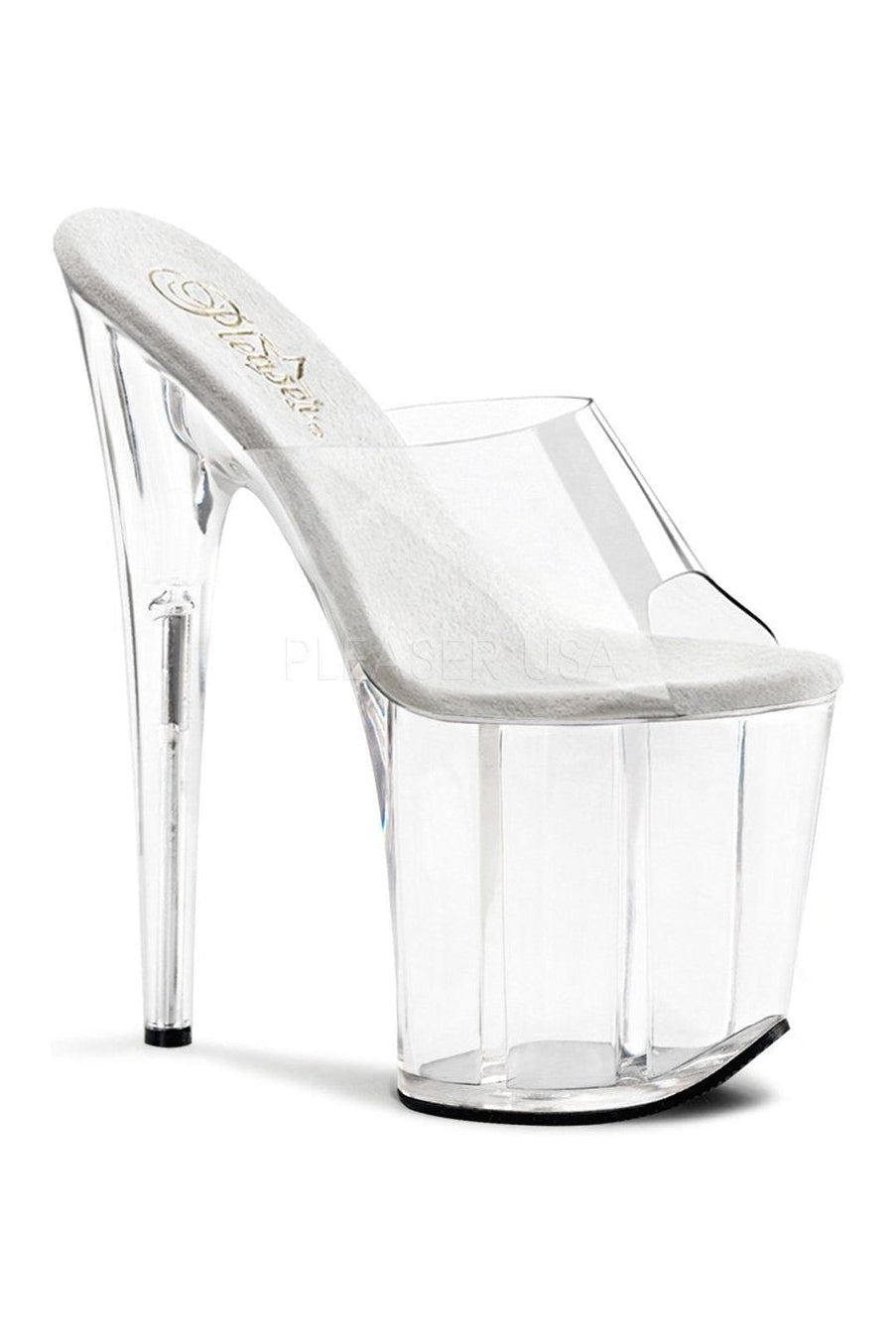 Pleaser FLAMINGO-801 Platform Slide in Clear Vinyl from SexyShoes.com