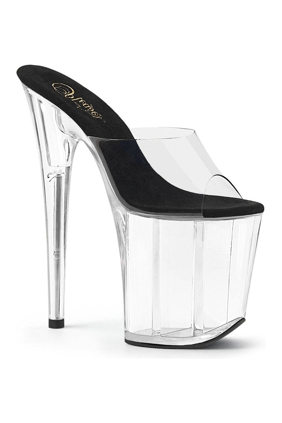 Pleaser FLAMINGO-801 Exotic Slide in Black Faux Leather from SexyShoes.com