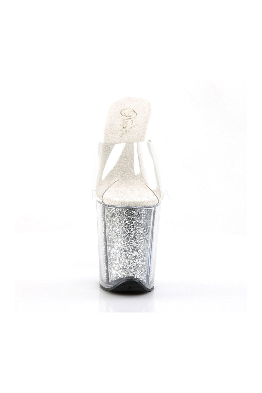Pleaser FLAMINGO-801G Platform Slide in Clear Vinyl