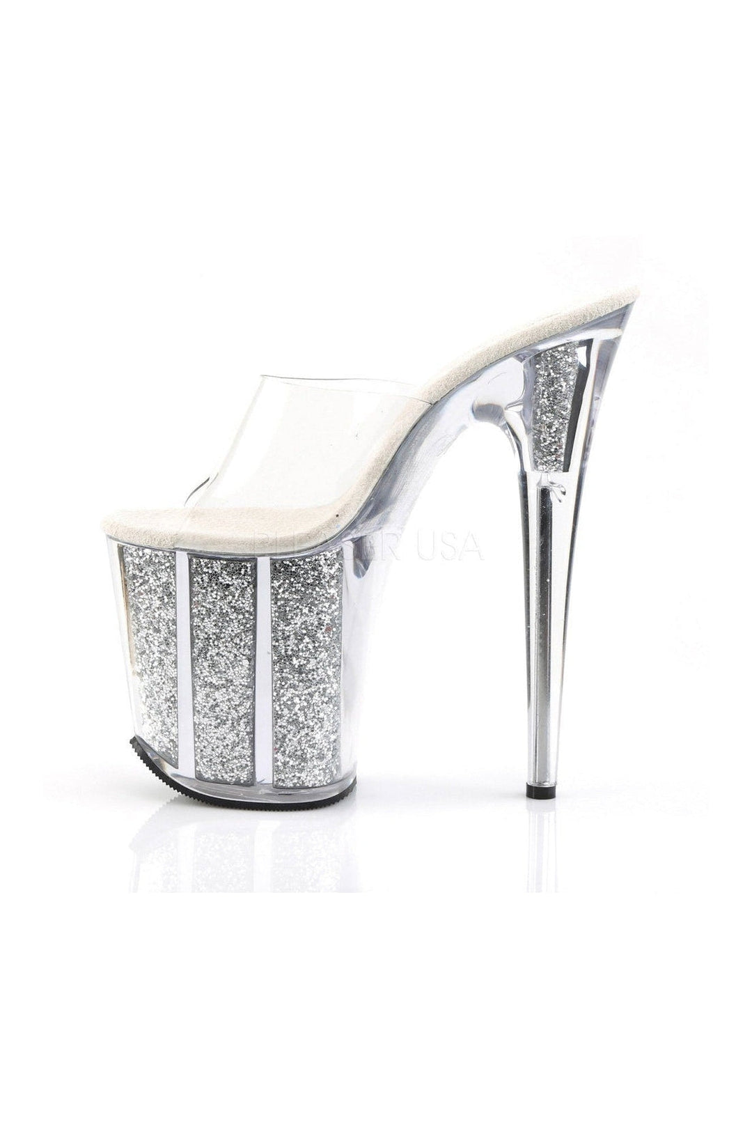 Pleaser FLAMINGO-801G Platform Slide in Clear Vinyl