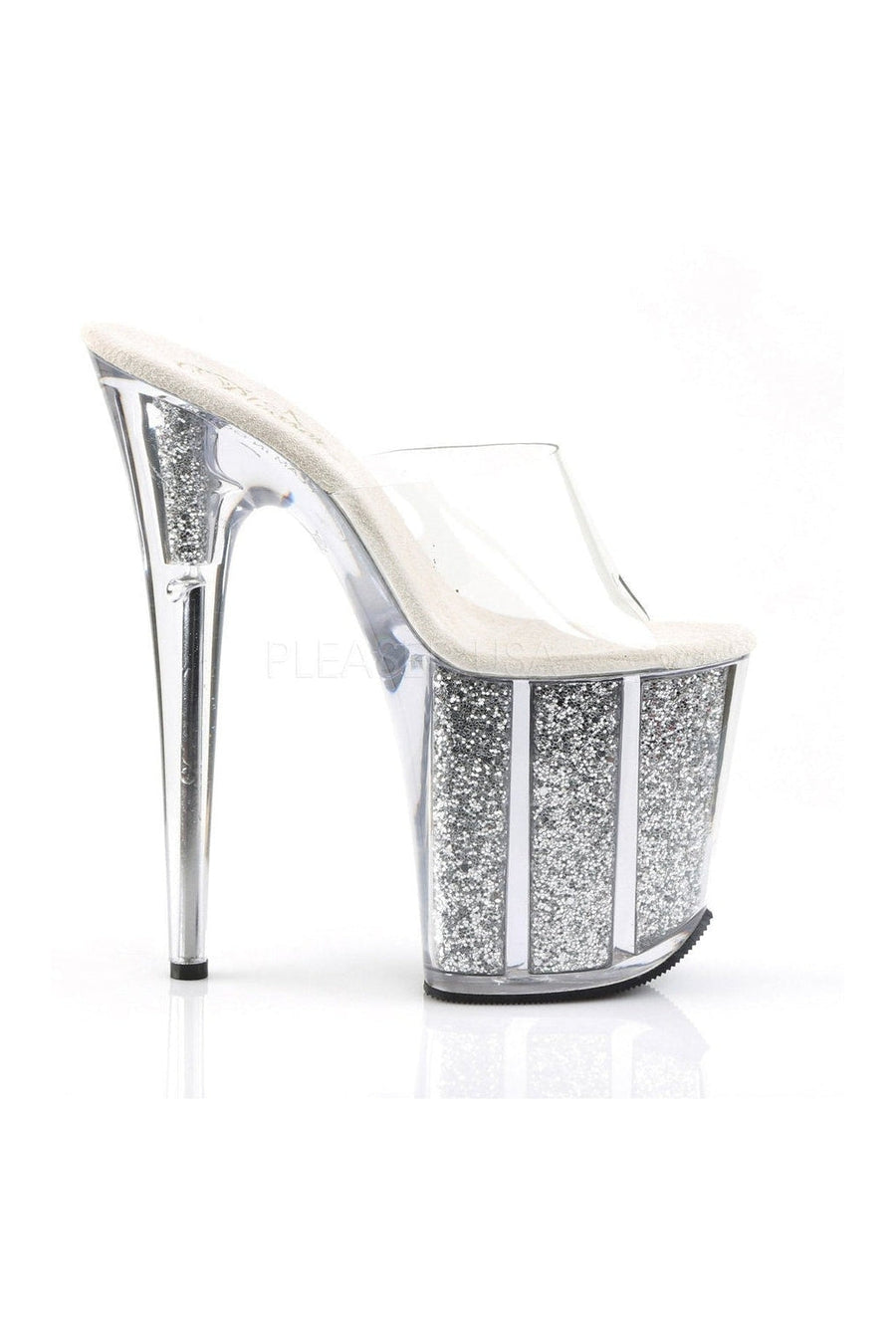 Pleaser FLAMINGO-801G Platform Slide in Clear Vinyl