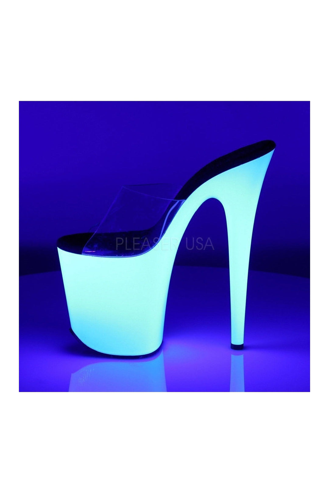 FLAMINGO-801UV Platform Slide | Clear Vinyl-Pleaser-Slides-SEXYSHOES.COM