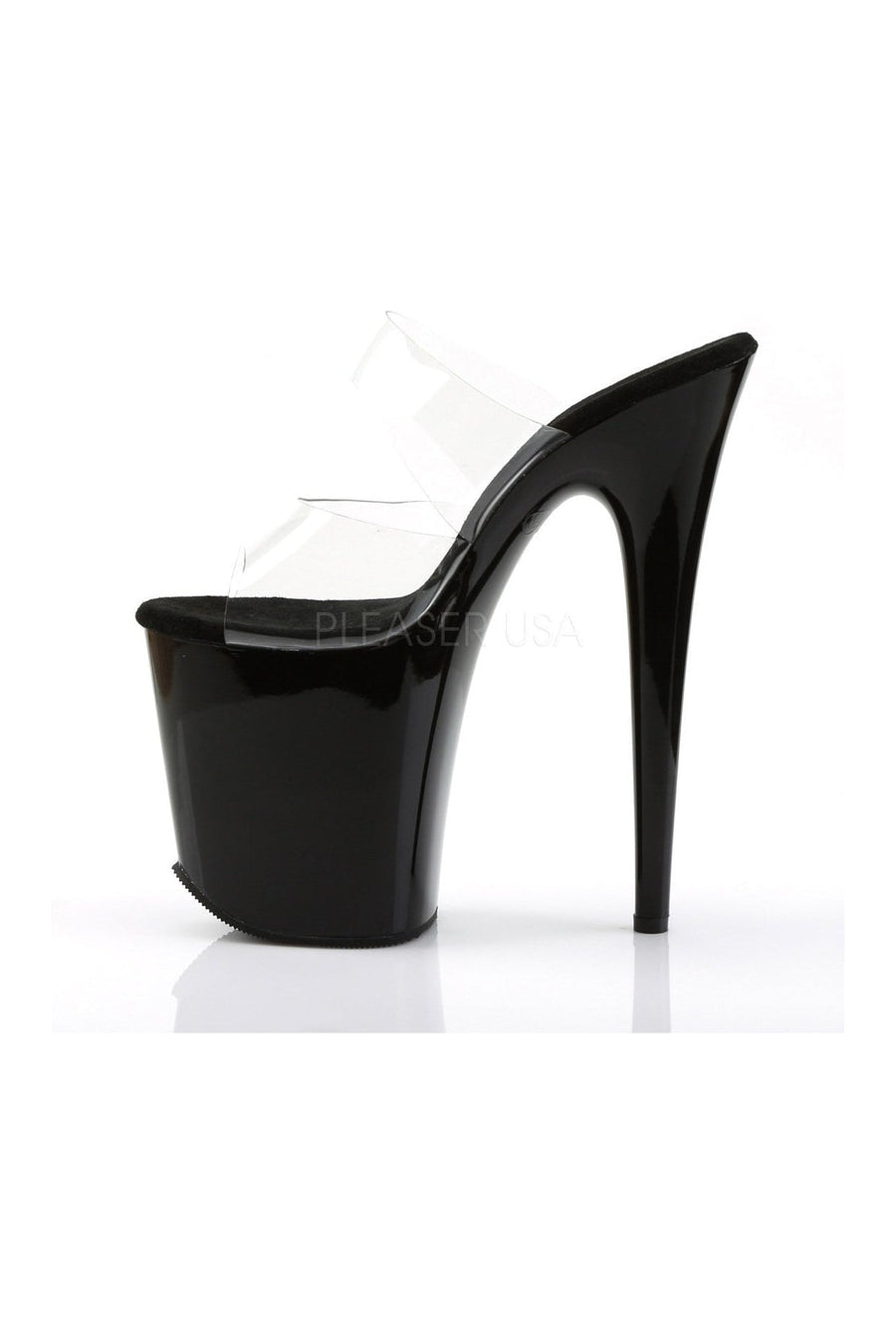 Pleaser FLAMINGO-802 Platform Slide in Black Vinyl
