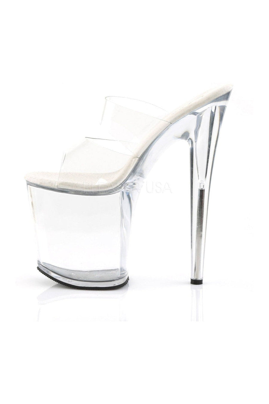 Pleaser FLAMINGO-802 Platform Slide in Clear Vinyl