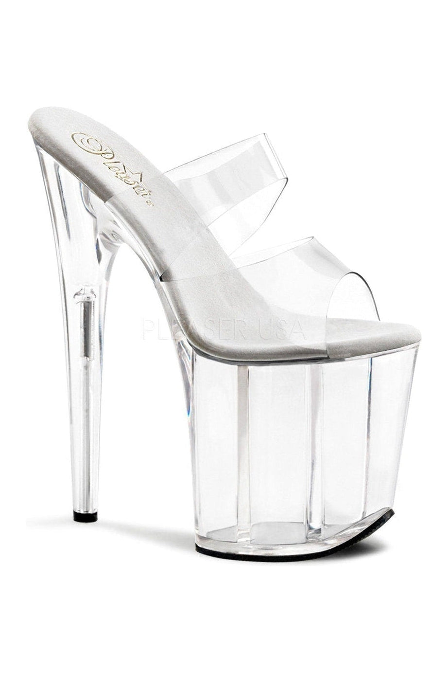 Pleaser FLAMINGO-802 Platform Slide in Clear Vinyl from SexyShoes.com