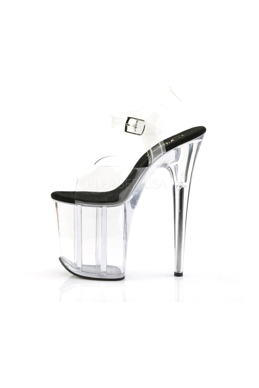 Pleaser FLAMINGO-808 Platform Sandal in Black Vinyl