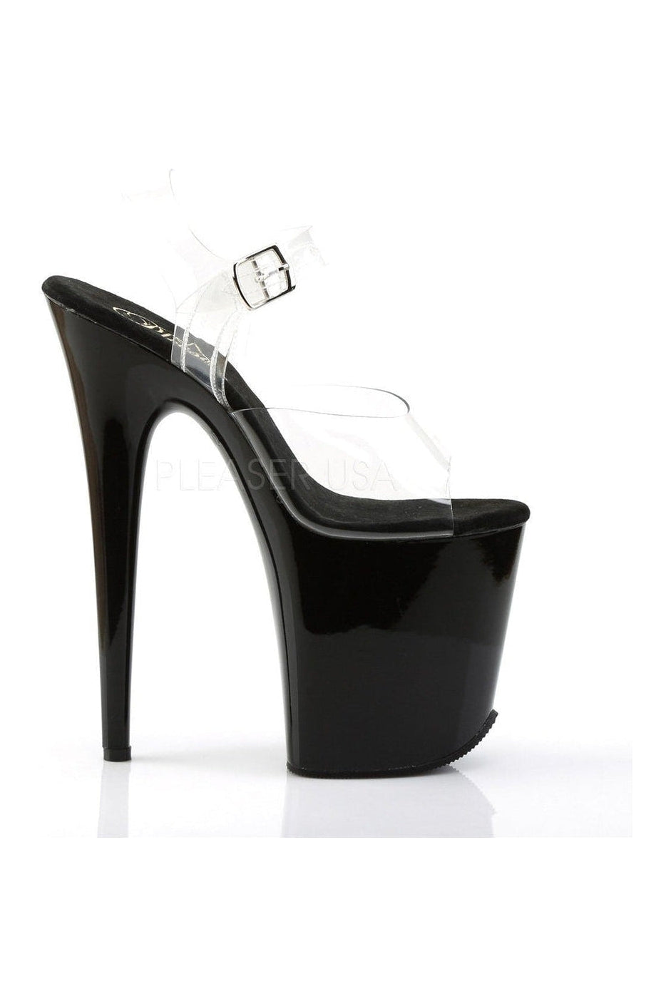 Pleaser FLAMINGO-808 Platform Sandal in Black Vinyl